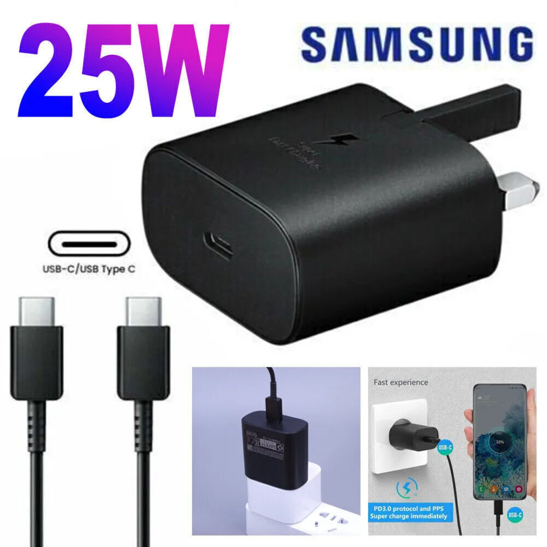 Samsung Galaxy S22/S23/S24 Ultra Speed 25W Super Fast Charger Plug & Cable - Power Up in Minutes