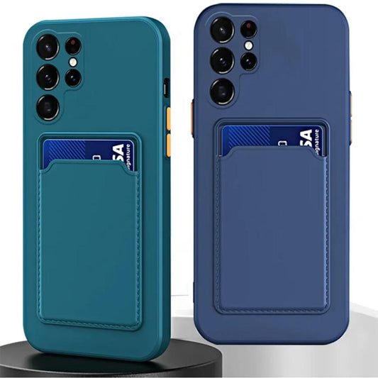 Silicone Case with Credit Card Slot for S23 S23+ S23 Ultra S24 S24+ and S24 Ultra - Sleek & Functional Design