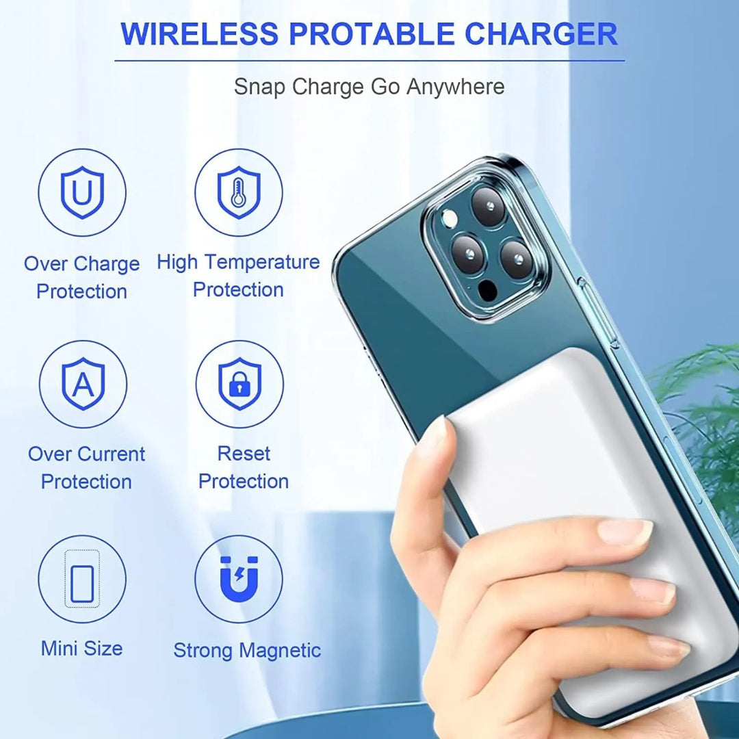 5000mAh Fast Wireless Power Bank for Samsung Galaxy and iPhone - Stay Charged On the Go