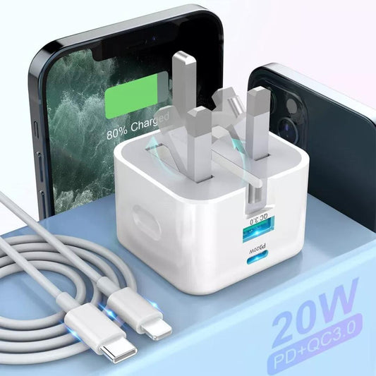 20W USB-C PD Fast Charger with MFi Certified Cable - iPhone Charger